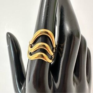 18K Gold Plated Wave Geometric Open Ring